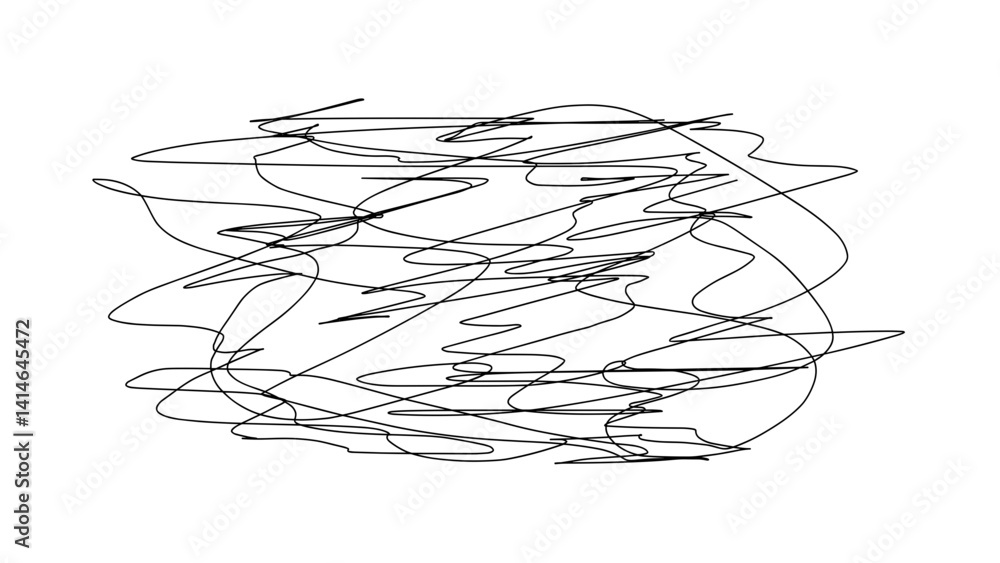 Фотография Abstract hand-drawn lines in scribble chaotic form on white background -