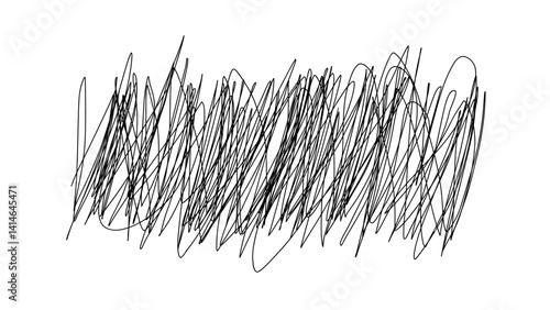 Hand Drawn Sketchy Lines Abstract Art on White Background  