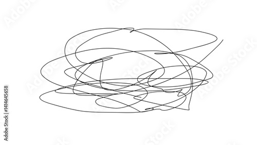 Hand-drawn abstract scribble lines in a dynamic swirling pattern  