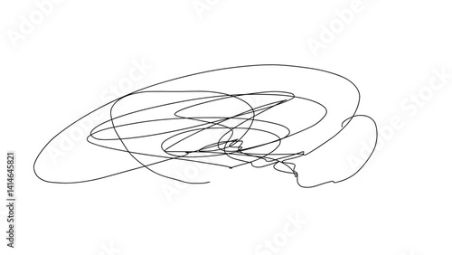 Hand-drawn linear abstract scribble on a white background  