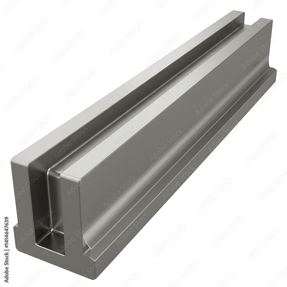 Isolated metal profile showcasing geometric precision and industrial material aesthetic Isolated metal profile showcasing geometric precision and industrial material aesthetic