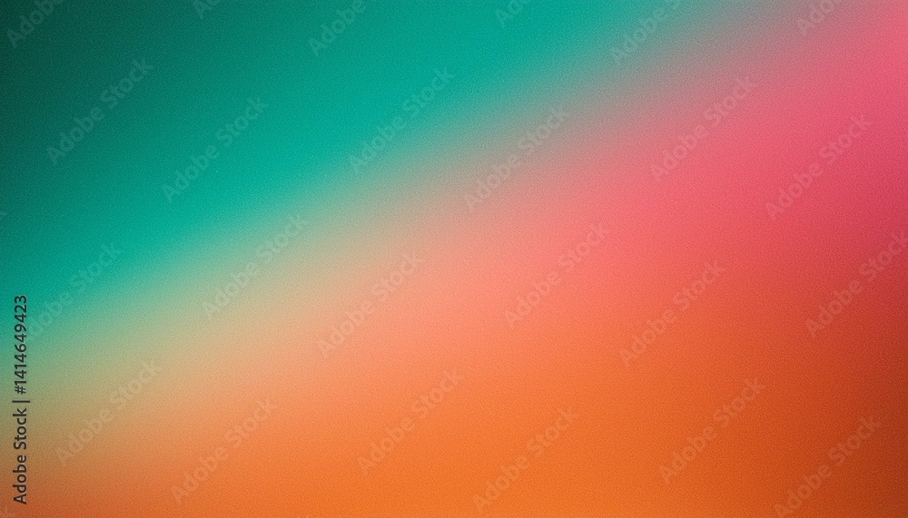 Naklejka premium Orange teal green pink abstract grainy gradient background noise texture effect summer poste.