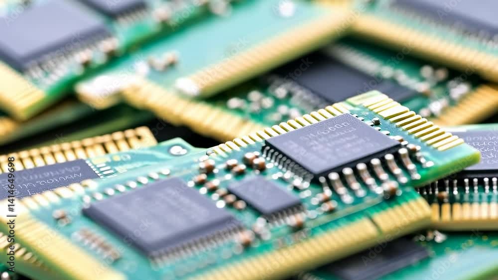 Close-Up of Circuit Boards with Microchips Close-Up of Circuit Boards with Microchips