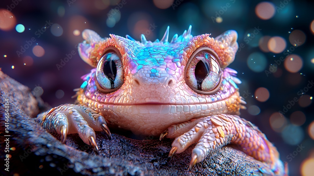 Fantasy lizard closeup with iridescent scales Fantasy lizard closeup with iridescent scales