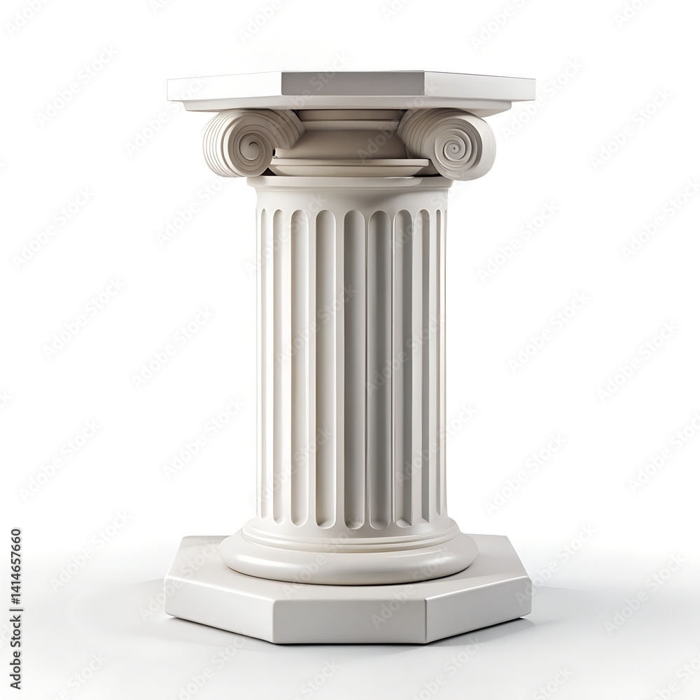 Classical stone column isolated on white, a Greek architectural style Classical stone column isolated on white, a Greek architectural style
