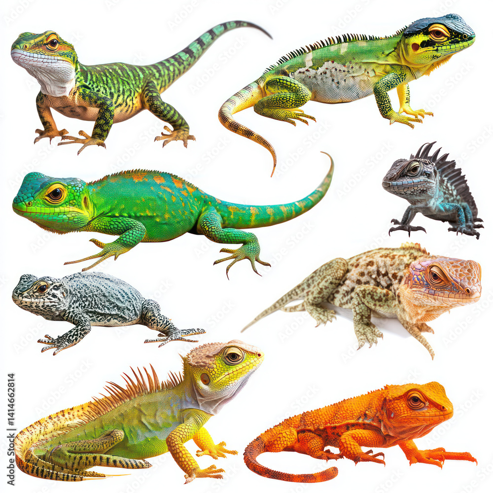 Fototapeta premium set of iguana isolated