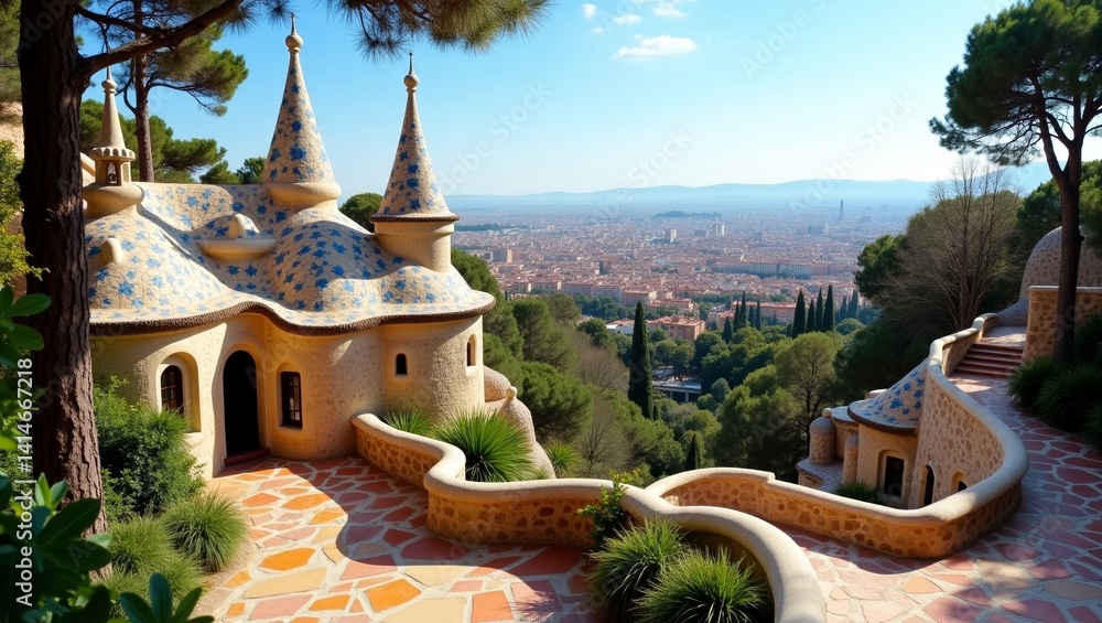 Obraz premium Whimsical Castle with Panoramic City Views