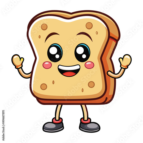 Cheerful bread slice character