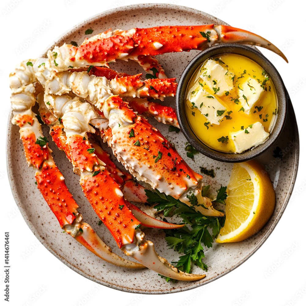 Delicious King Crab Legs with Butter Lemon and Parsley Delicious King Crab Legs with Butter Lemon and Parsley