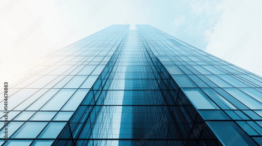 Skyscraper for City, Upward View, Blue Glass. Skyscraper for City, Upward View, Blue Glass.