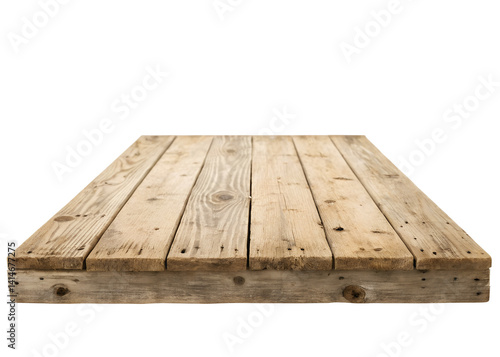 Rustic Wooden Platform with Natural Texture, isolated on a transparent background