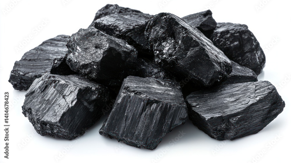 Natural Carbon Black Coal Rocks on White Background for Texture Natural Carbon Black Coal Rocks on White Background for Texture