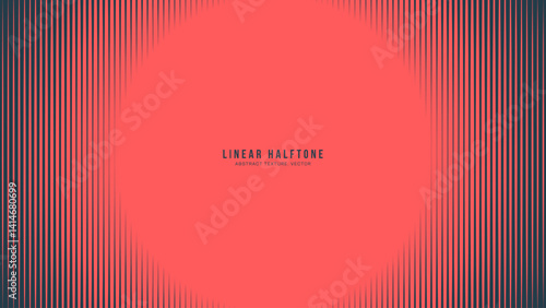 Minimalist halftone lines design vector round frame abstract background. Red and black contrast design with eye-catching minimalist mood. Sharp and clean layout for modern graphic and UI projects