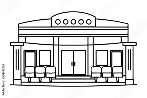 Line art theater stage seats arrangement curtain art vector 