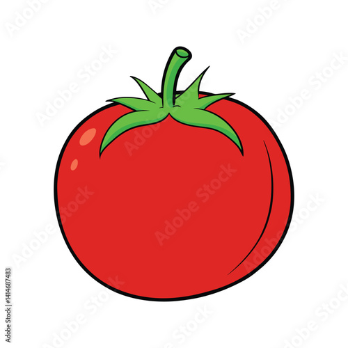 Vibrant Red Tomato Vector – Fresh Organic Vegetable Illustration for Healthy Food Designs

