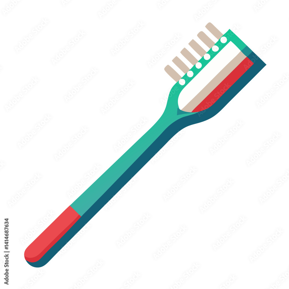 A vibrant teal and red toothbrush, ready for a fresh clean, promises a healthy smile with its sleek design and soft bristles. A vibrant teal and red toothbrush, ready for a fresh clean, promises a healthy smile with its sleek design and soft bristles.
