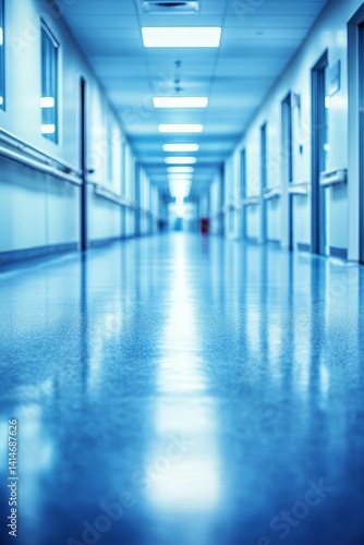 Wallpaper Mural Empty Hospital Corridor With Bright Light, Modern Clinic Hallway, Public Building Interior Torontodigital.ca