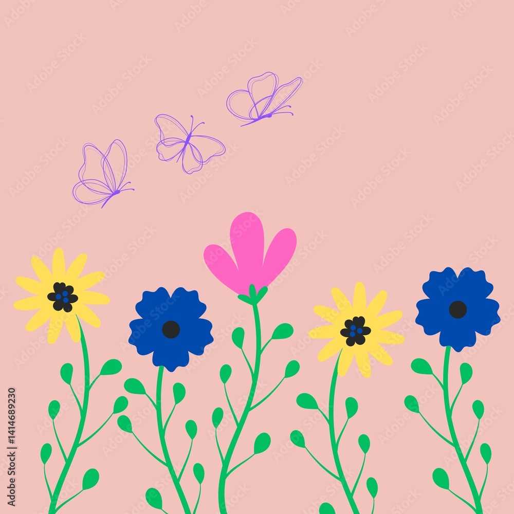 floral background with butterflies floral background with butterflies
