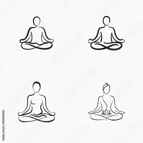 Continuous Line Art Meditation Pose Illustration
