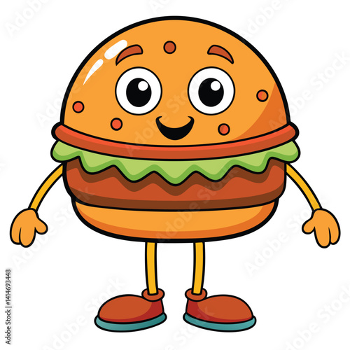 Happy cartoon hamburger