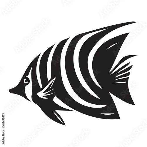 Coral fish silhouette, vector illustration