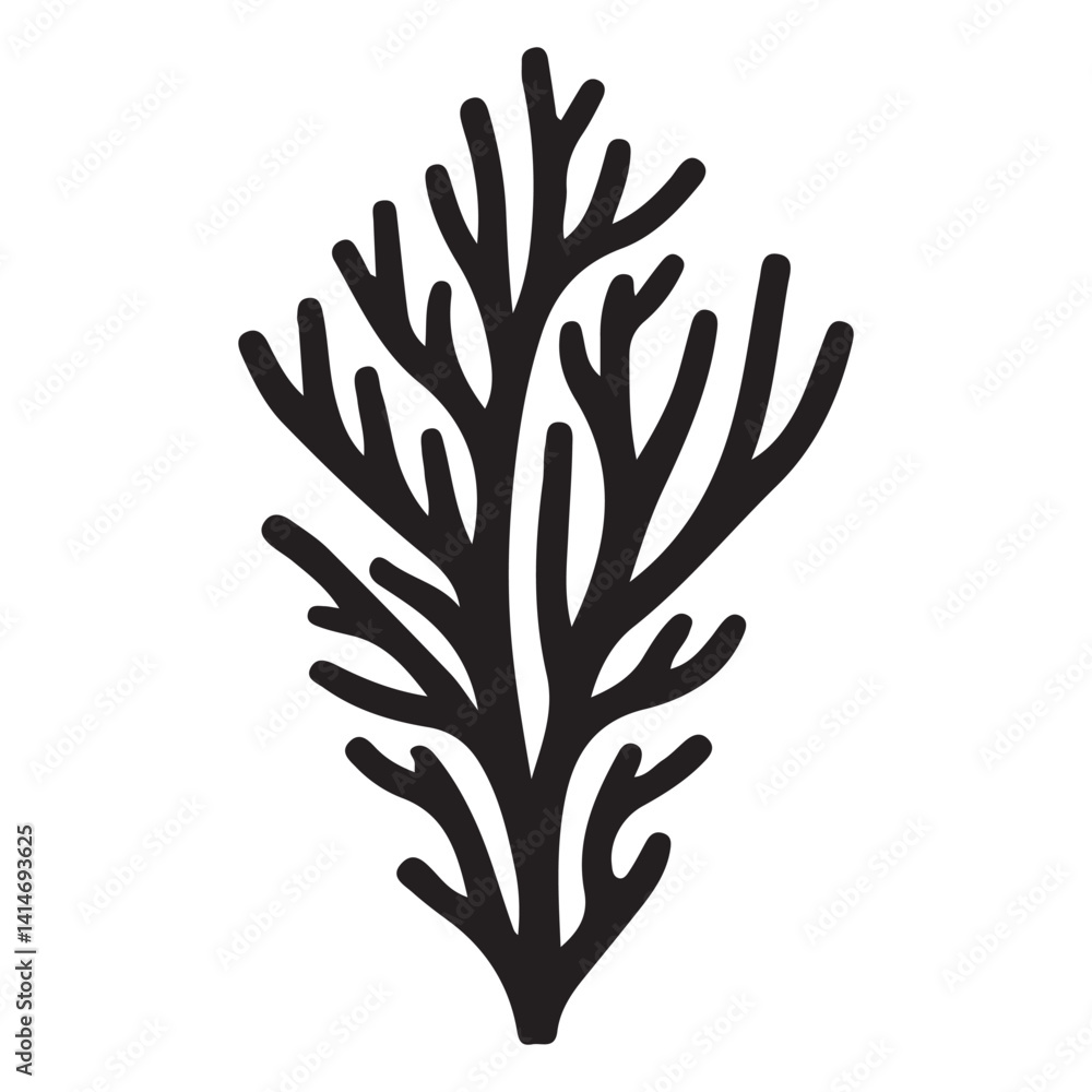 Obraz premium Coral under sea water silhouette, vector illustration
