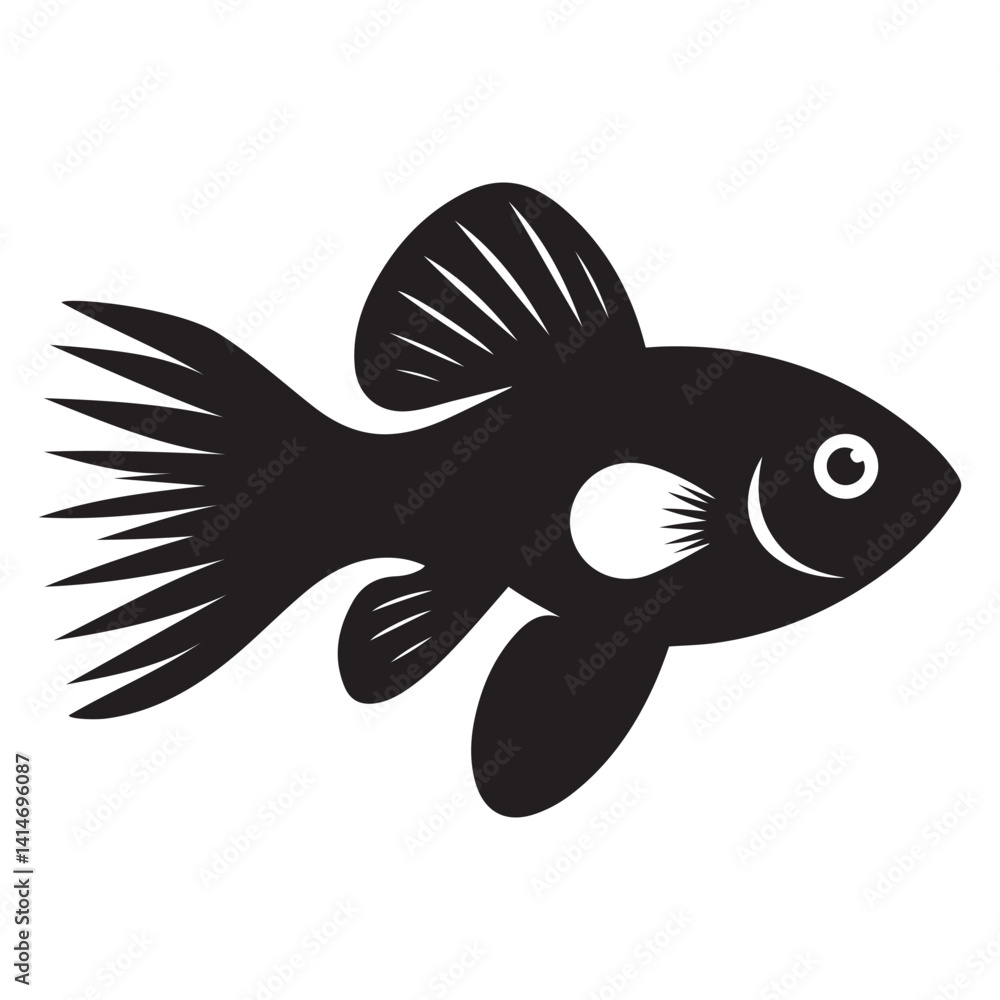 Fototapeta premium Platy fish silhouette, vector illustration