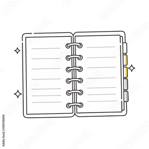Tabbed Spiral Notebook Vector with Lined Pages
