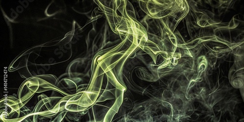 green smoke steam, element smog spray isolated on a black background. abstract vapor water concept of texture cold mist or hot vapor, fog effect, and cloud for design air pollution