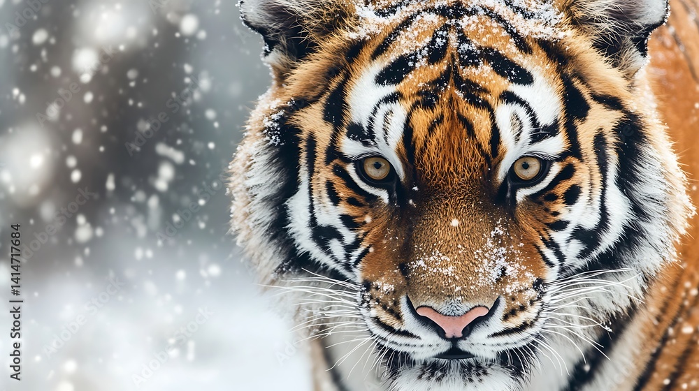 Siberian Tiger Snow Winter Portrait. Siberian Tiger Snow Winter Portrait.