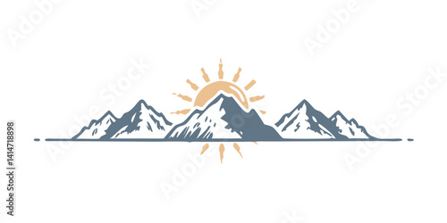 Stylized black mountain range with orange sunrise