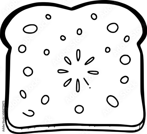 Simple Line Drawing Of A Single Slice Of Bread
