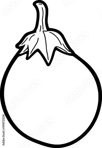 Illustration Of A Single White Eggplant With Green Cap