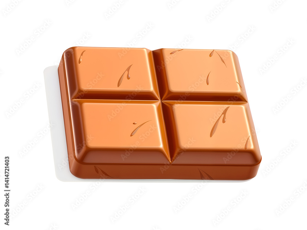 Milk chocolate bar with four pieces symbolizing sweetness and indulgence. Generative AI