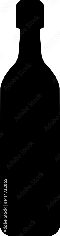 Wine bottle icon in flat style. Shape of traditional glass bottle of still wine. isolated on transparent background Wine bottle icon in flat style. Shape of traditional glass bottle of still wine. isolated on transparent background