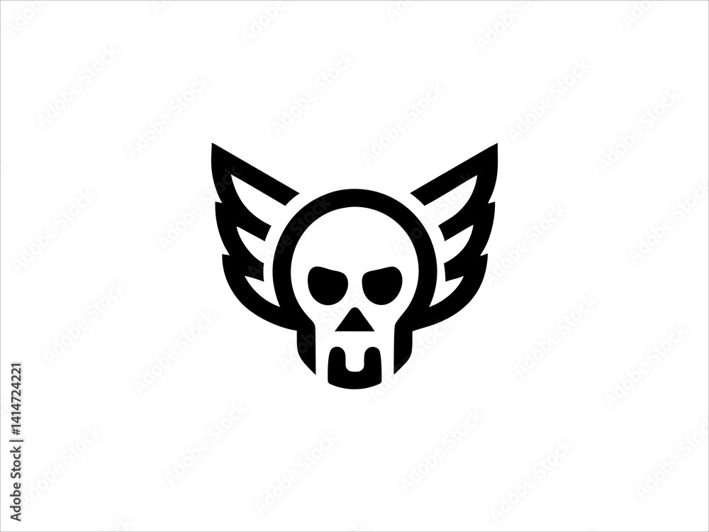 Bold Skull with Wings Graphic Design Bold Skull with Wings Graphic Design