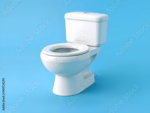 White toilet in a blue room symbolizing cleanliness and daily hygiene. Generative AI