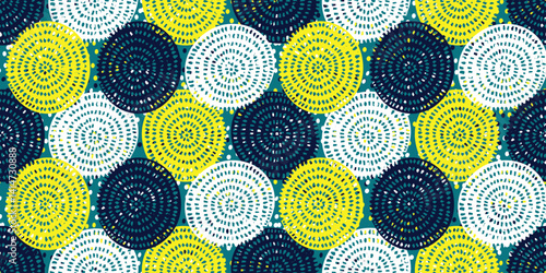 African ethnic traditional green pattern. seamless beautiful Kitenge, chitenge,Ankara style. fashion design in colorful. Geometric circle abstract motif. Floral Ankara prints, African wax prints