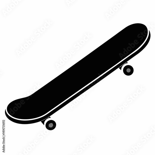 Skateboard black vector on white background.