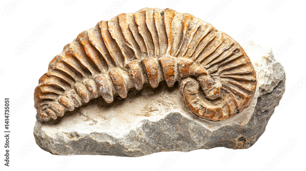 Fossil in Stone on White Background - Ar 169 Fossil in Stone on White Background - Ar 169