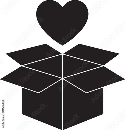 Cardboard box with heart solid icon. Package and heart vector illustration isolated on white. Love present glyph style designed for and app.