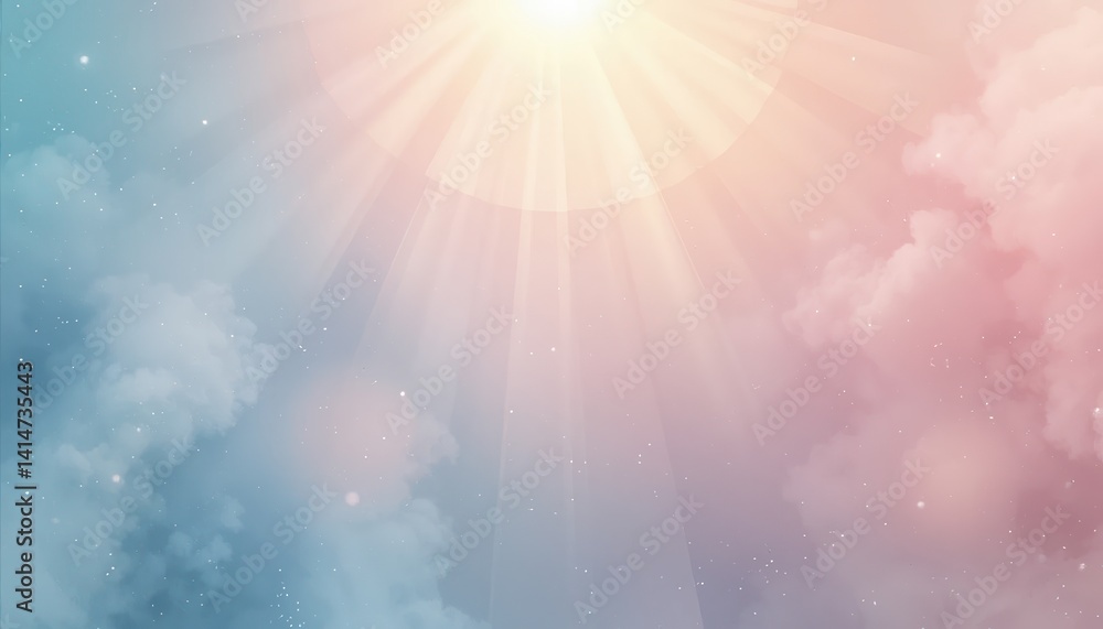 Radiant sunrise over soft clouds sky abstract visual serene atmosphere wide-angle view tranquility and beauty Radiant sunrise over soft clouds sky abstract visual serene atmosphere wide-angle view tranquility and beauty