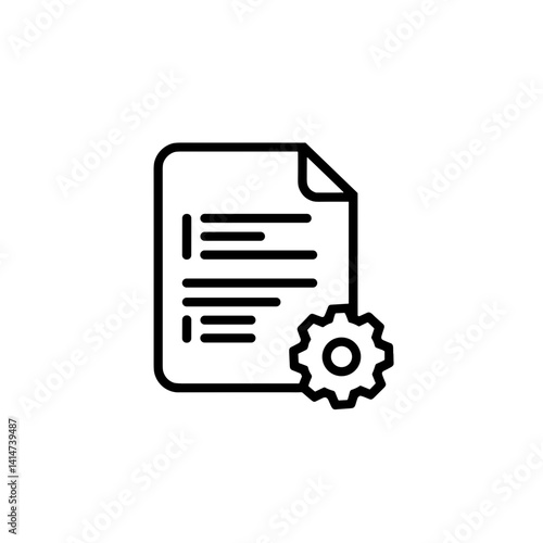 Smart contract icon with document and gear, legal technology concept