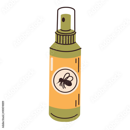 Mosquito spray. An aerosol with insect and mosquito repellent. Protection against mosquito bites. Vector illustration in a flat style, isolated on a white background
