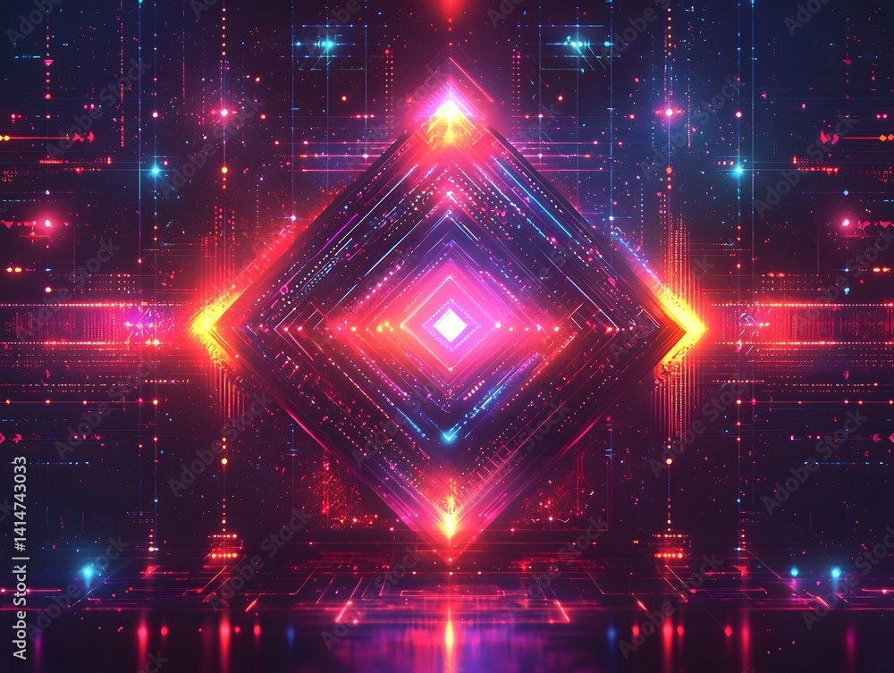 Fototapeta premium Futuristic Tribal Neon Geometric Abstract