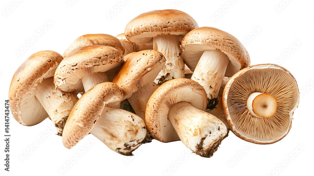 Fresh Mushrooms Isolated on White Background for Culinary Designs Fresh Mushrooms Isolated on White Background for Culinary Designs