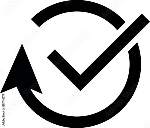Time Inspection, Simple Time icon with tick. Vector illustration