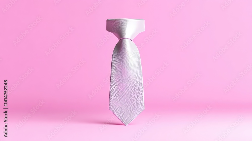 Elegant light gray tie against a vibrant pink backdrop. A sophisticated, minimalist design Elegant light gray tie against a vibrant pink backdrop. A sophisticated, minimalist design