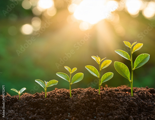 Growing Plant Sequence - a seedling grows progressively- metaphor for success or growth