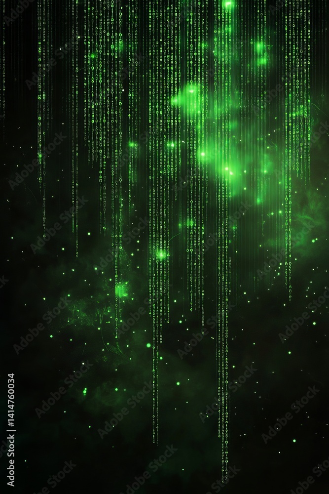 Abstract Green Matrix Code Display Background in Black and Green Colors, Technology Concept Abstract Green Matrix Code Display Background in Black and Green Colors, Technology Concept